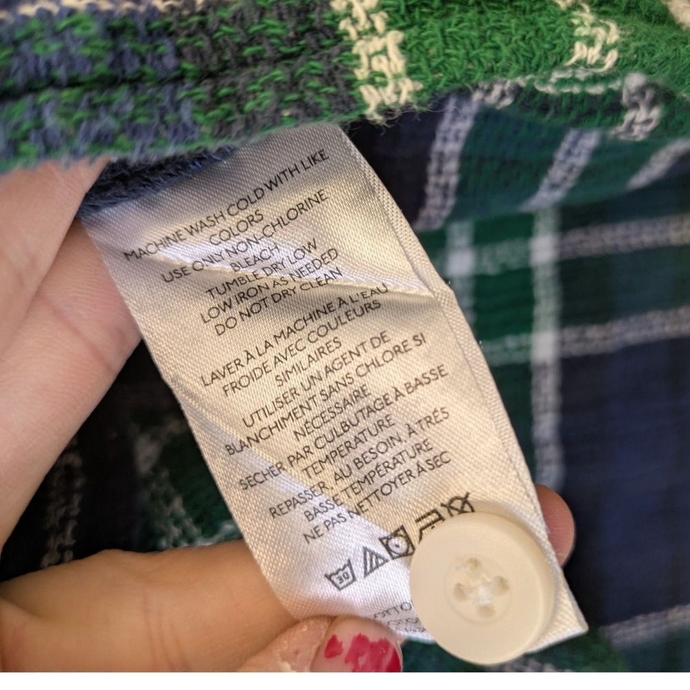 BDG Urban Outfitters Women's Size M Blue Green Plaid Flannel Button‎ Down Shirt - Picture 6 of 8